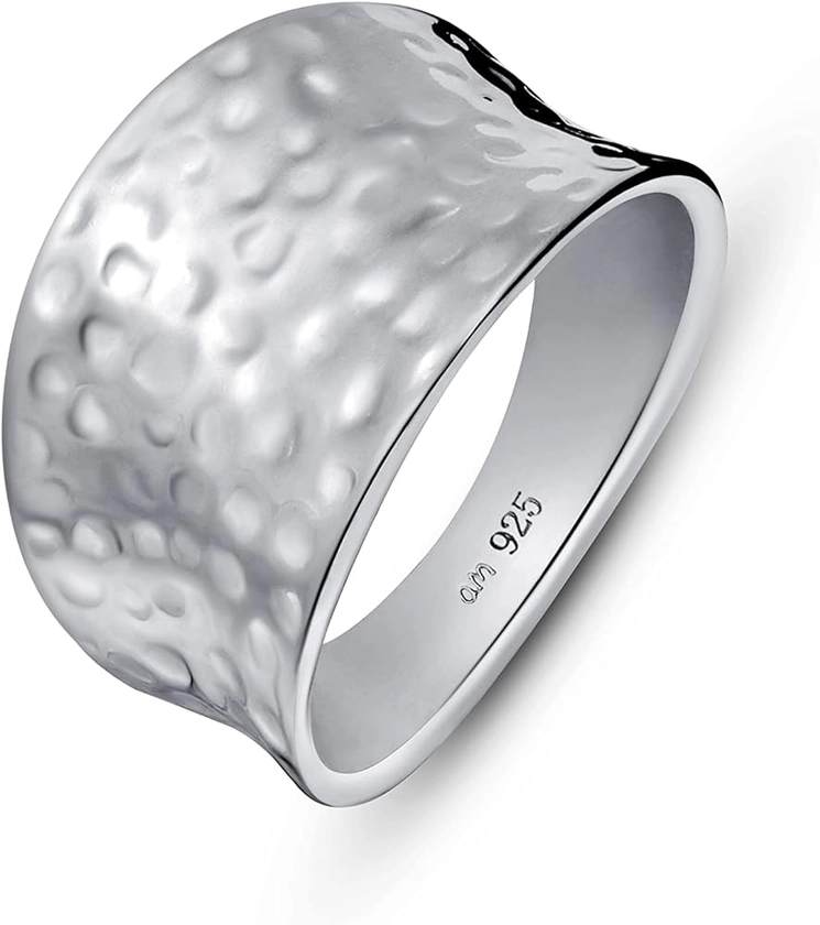 Amberta Women's 925 Sterling Silver Hammered Ring