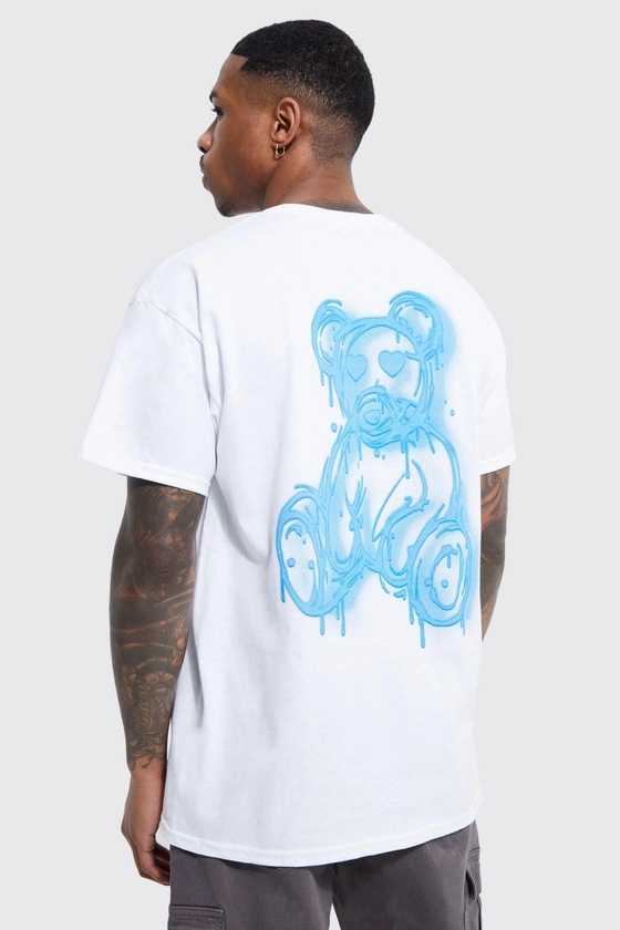 Regular Fit Spray On Teddy Graphic T-shirt | boohooMAN UK