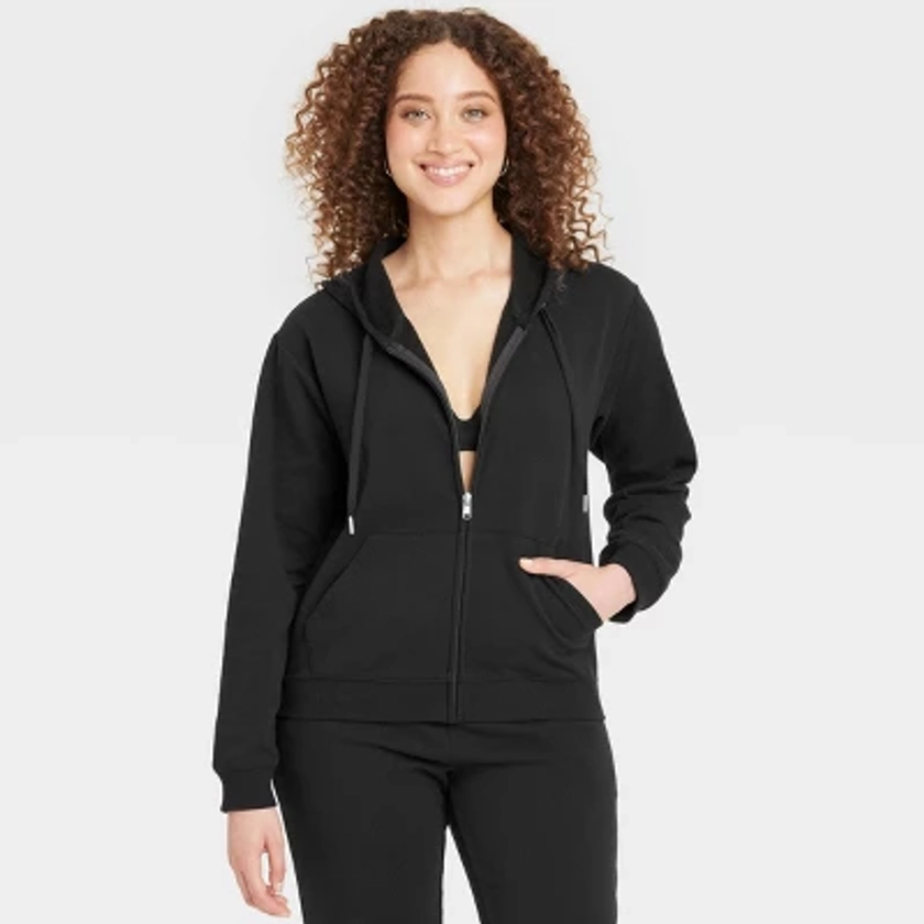 Women's Fleece Zip-Up Sweatshirt - Auden™ Black M