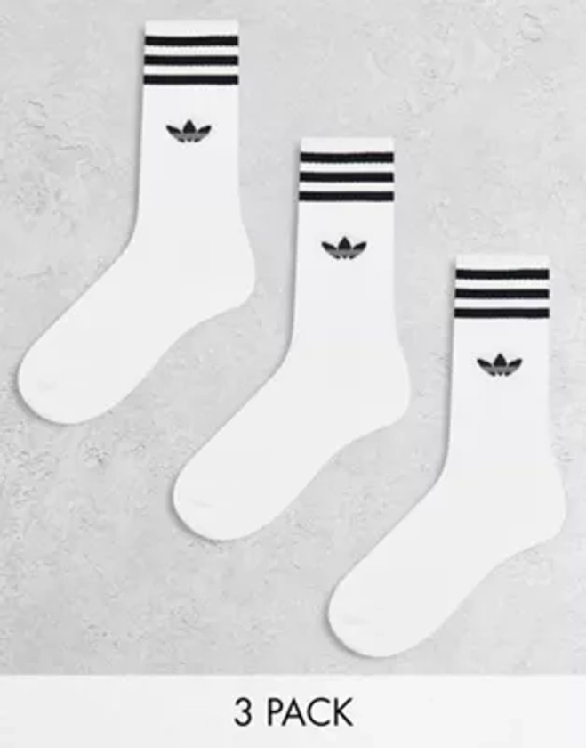 adidas Originals 3 pack solid socks in white | ASOS