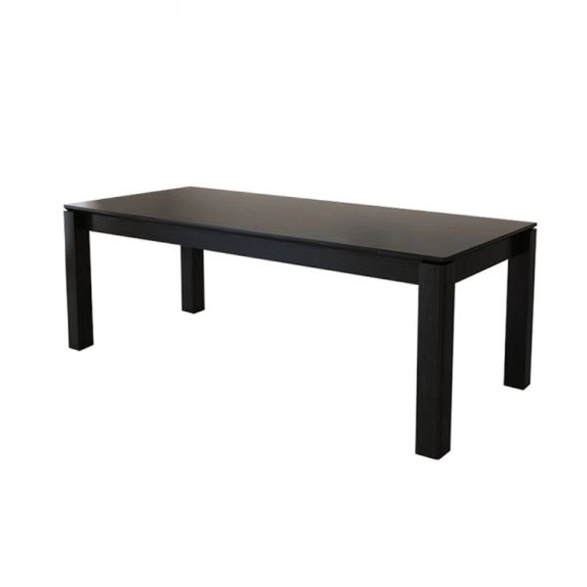 Table à manger rectangulaire minimaliste avec plateau en bois, hauteur standard, mécanisme fixe, 4 places, noir minuit, 140 cm L x 70 cm l x 75 cm H, sans chaises