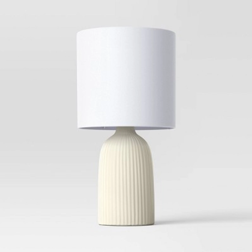 Fluted Ceramic Mini Table Lamp Tan - Threshold™