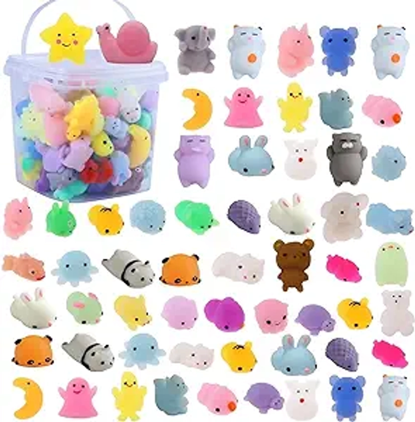 72 pcs Mochi Squishy Toys, Kawaii Squishy Animals for Party Favors Classroom Prize Pinata Easter Fillers Fidget Toys Pack Bulk Squishies Toys Gifts Christmas Stocking Valentines