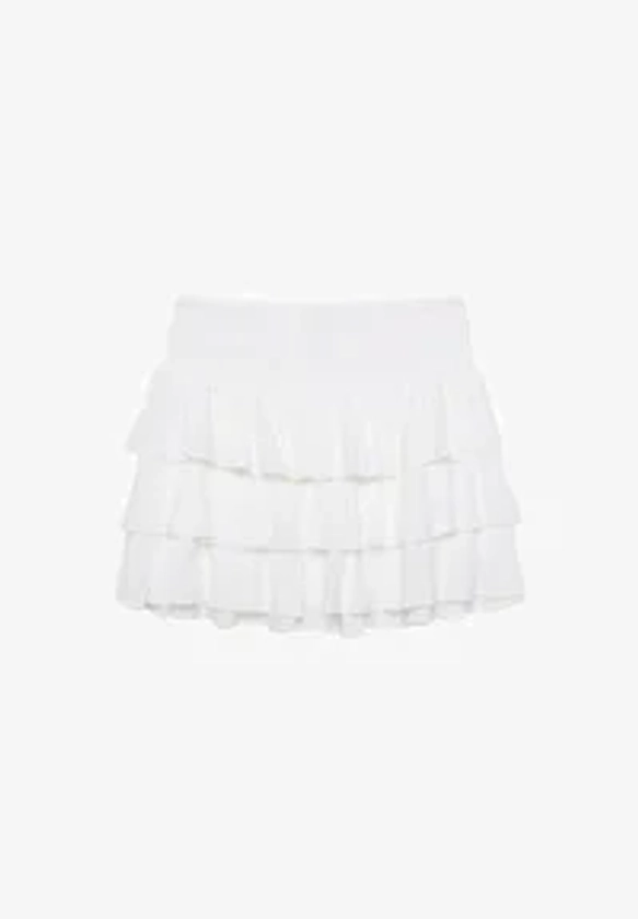 RUFFLED WITH ELASTICATED WAISTBAND - Jupe plissée - white