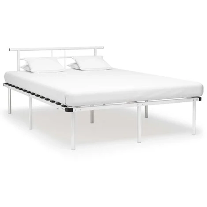 Cadre de lit sans matelas blanc métal 140x200 cm vidaXL