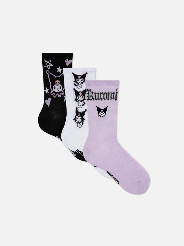 3pk Hello Kitty Kuromi Crew Socks