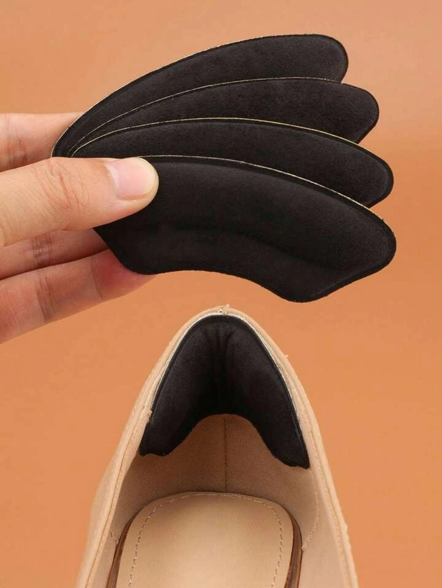 2 pares de adhesivos minimalistas antidesgaste para tacón, elegantes de poliéster negro para zapatos de tacón