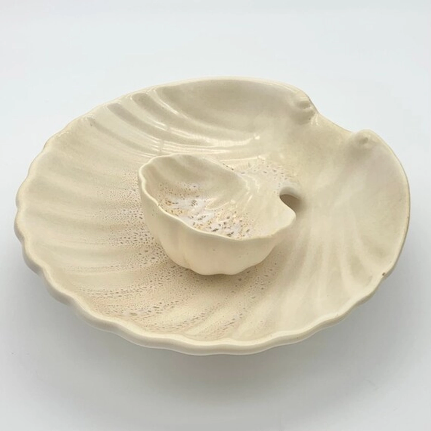 Vintage Clam Shell Bowl Large Ceramic Fruit Bowl Neutral - Etsy Australia