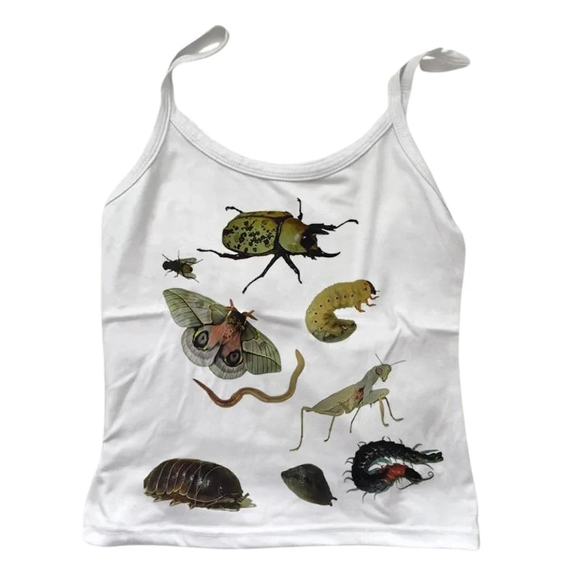 2000s Aesthetic Bug Print Tank Top