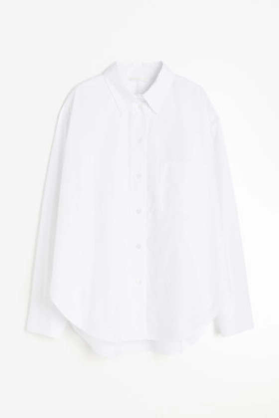 Oversized bavlněná košile - Bílá - ŽENY | H&M CZ