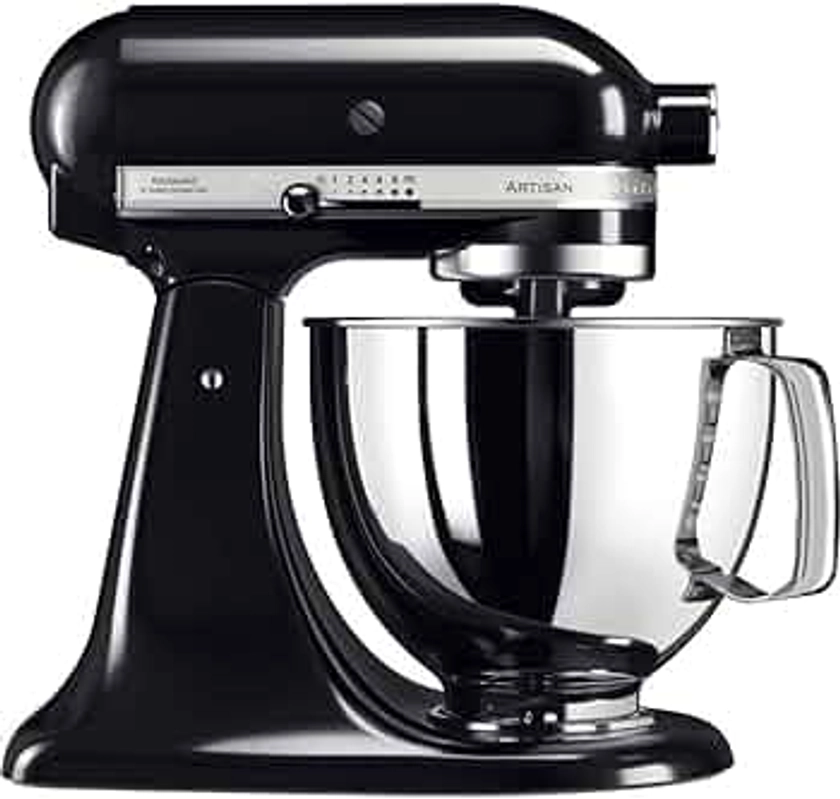 KitchenAid Robot Pâtissier I Artisan I Robot cuisine multifonctions à tête inclinable I Avec 4 accessoires I 4,8L, Noir