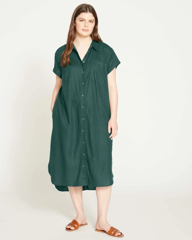 Dune Linen Shirtdress - Sea Moss