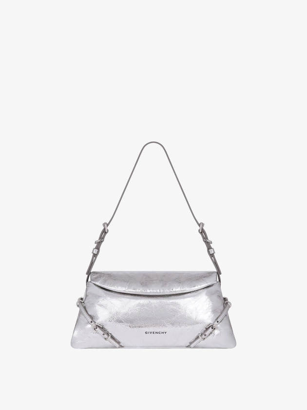 Sac P'tit Voyou petit modèle en cuir laminé - argente clair | GIVENCHY FR