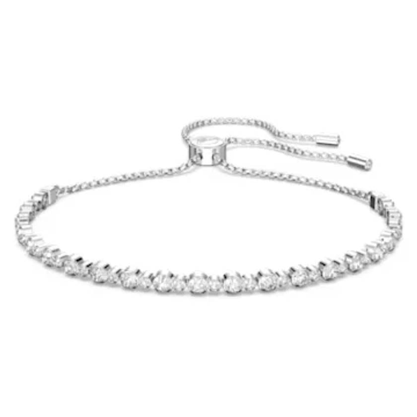 Subtle Trilogy bracelet, Round cut, White, Rhodium plated by SWAROVSKI