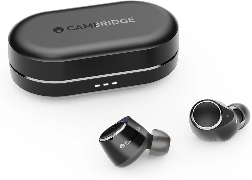 Cambridge Audio Melomania M100 Earbuds - Casque Intra-auriculaire sans Fil avec Suppression Active du Bruit, Son Hi-FI, Bluetooth, autonomie combinée de 52 Heures avec étui de Chargement - Noir