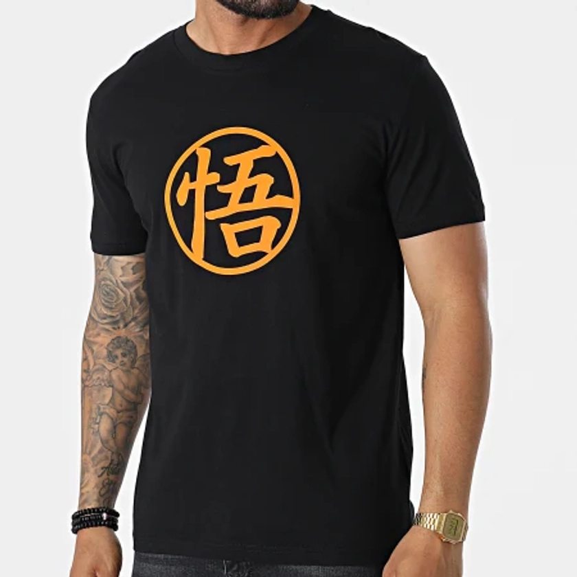 Camiseta Goku Kanji Negro Naranja