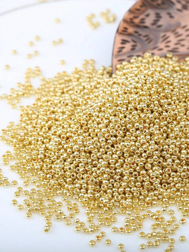1 Pack 15g/Pack 1500pcs 2mm Uniform Electroplating Gold Color Glass Seed Beads