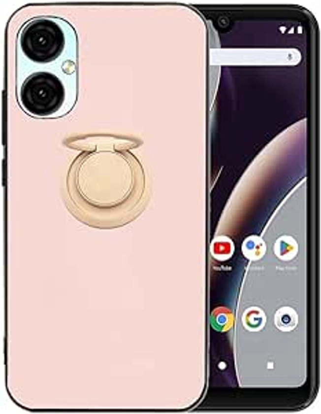 for Pinwheel Genesis 1 Case, Pinwheel Genesis 1 Phone Case, Slim Flexible Solid TPU Case with 360 Rotating Ring Holder Kickstand Protection Silicone Rubber Case for Pinwheel Genesis 1 -Pink