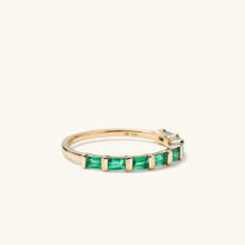 Emerald Baguette Half Eternity Band: Handcrafted in 14k Solid Gold | Mejuri