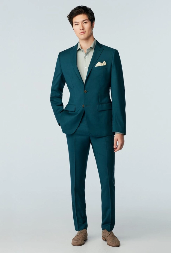 Custom Suits Made For You - Hamilton Sharkskin Teal Suit | INDOCHINO