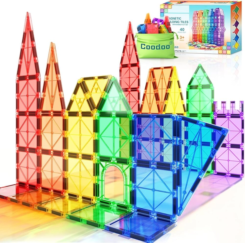 Tuiles magnétiques Jouets pour Enfants Jouets magnétiques pour Tout-Petits Blocs magnétiques Jouets de Construction Jouets Montessori d'apprentissage