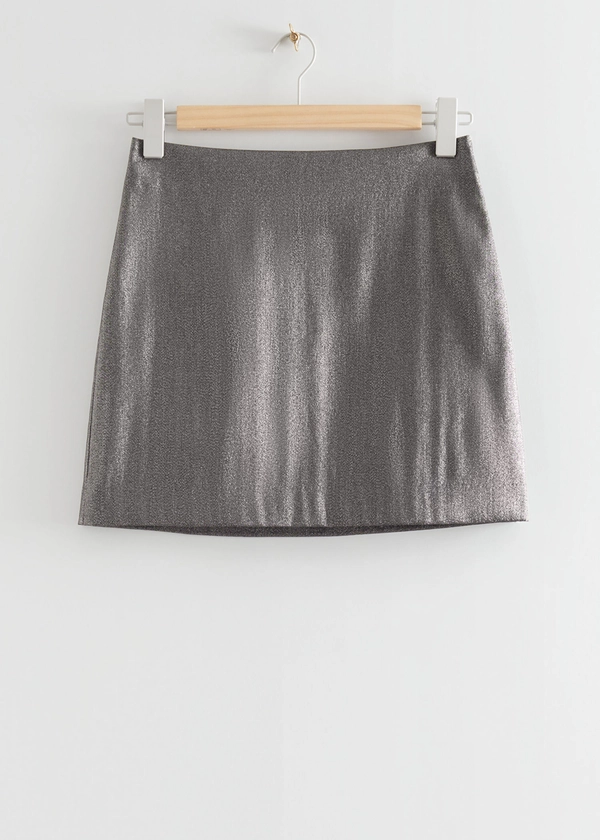 Mini-jupe métallisée - Argent - Mini skirts - & Other Stories FR