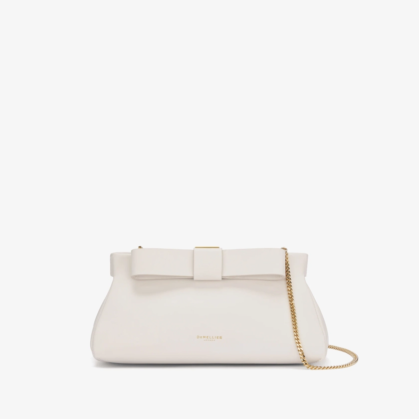 The Mini Cannes | Pearl White Smooth With Bow | DeMellier