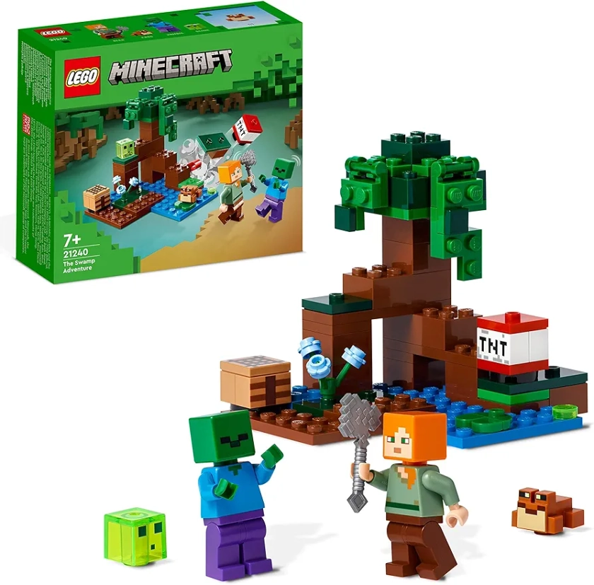 LEGO Minecraft The Swamp Adventure, Building Game Construction Toy with Alex and Zombie Figures in Biome, Birthday Gift Idea for Kids Aged 8+ 21240