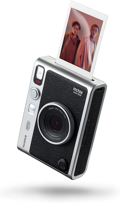 Instax mini EVO 2-in-1 photo camera and printer with a 2.7 inch LCD screen, 10 Lens and 10 film effects, mini film format, Black