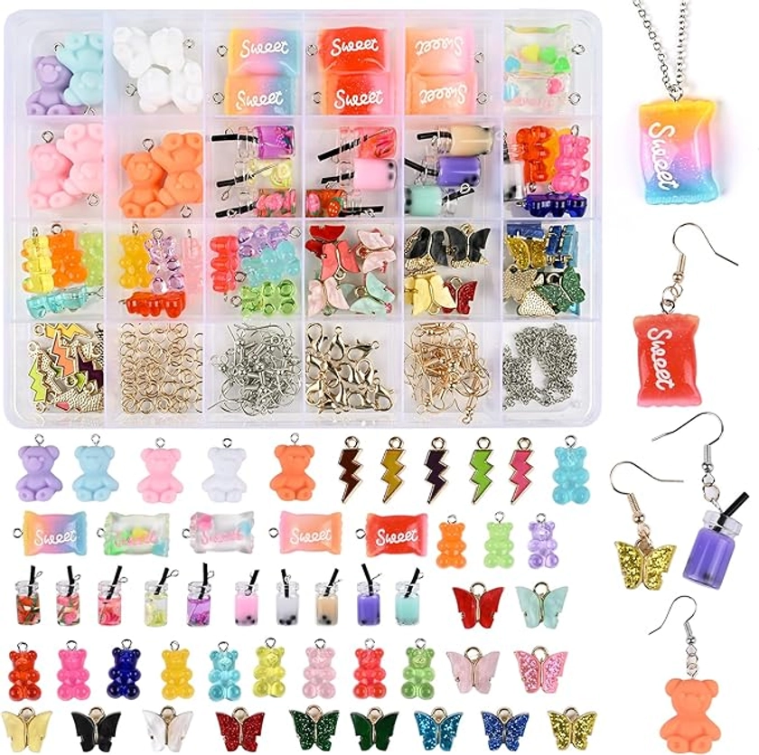 Victse Doe-het-zelf hanger set voor ketting, vlinder bedels, bubbelthee, sleutelhanger, oorbellen, cool cadeau voor meisjes, Hars, zacht keramiek : Amazon.com.be: Knutselen