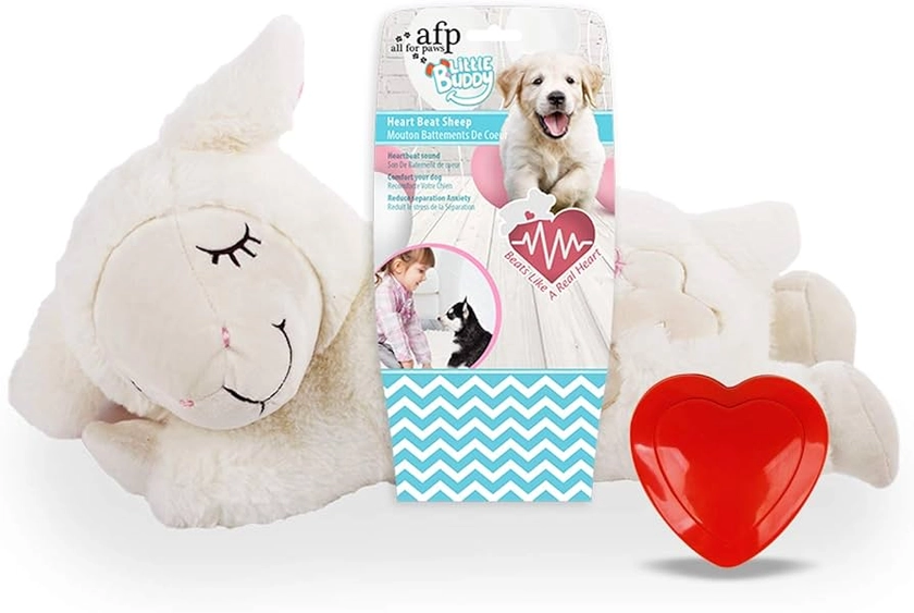 ALL FOR PAWS Little Buddy Heart Beat Sheep, Puppy Toy with Heartbeat Dog Training Toy for Separation Anxiety Relief Behavioral aid for Pets (Beige), (Pack of 1), packaging may vary