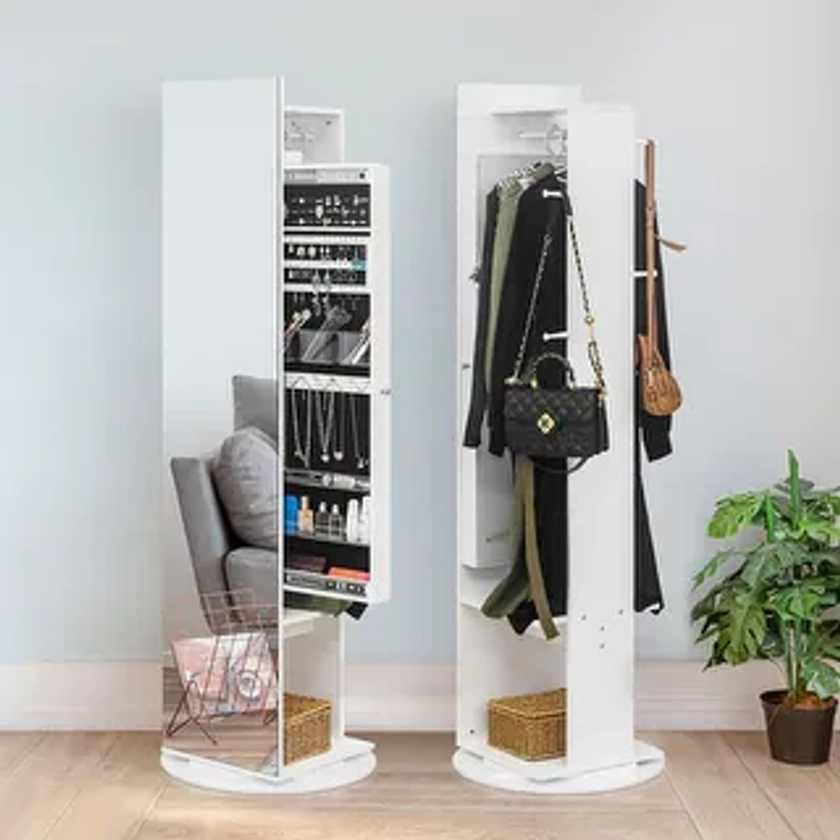 360 Full Length Mirror Jewelry Armoire with Hall Tree - N/A - Bed Bath & Beyond - 37276648