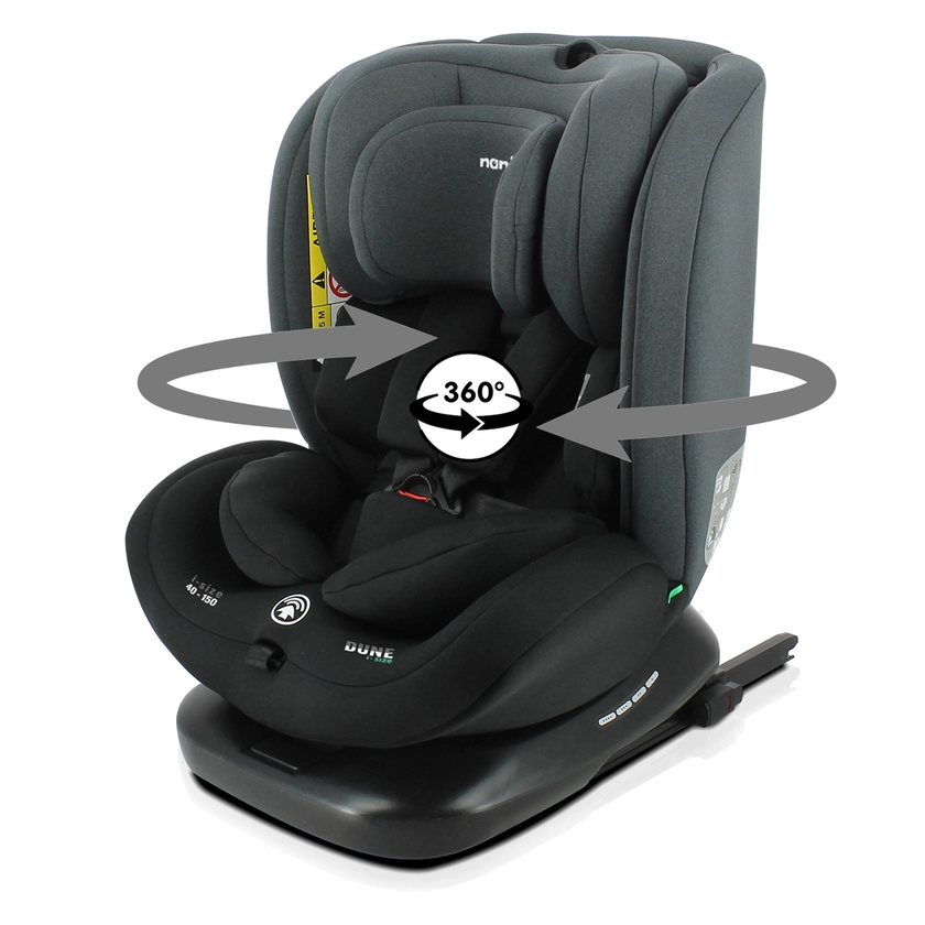 Dune i-Size Swivel Rotating Car Seat (40-150cm) - Black/Grey (0-12 Years)