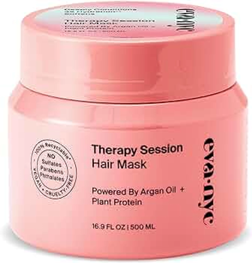 Eva NYC Therapy Session Hair Mask, Deep Conditioning Hair Mask Infused with Argan Oil and Plant Protein, 16.9 fl oz