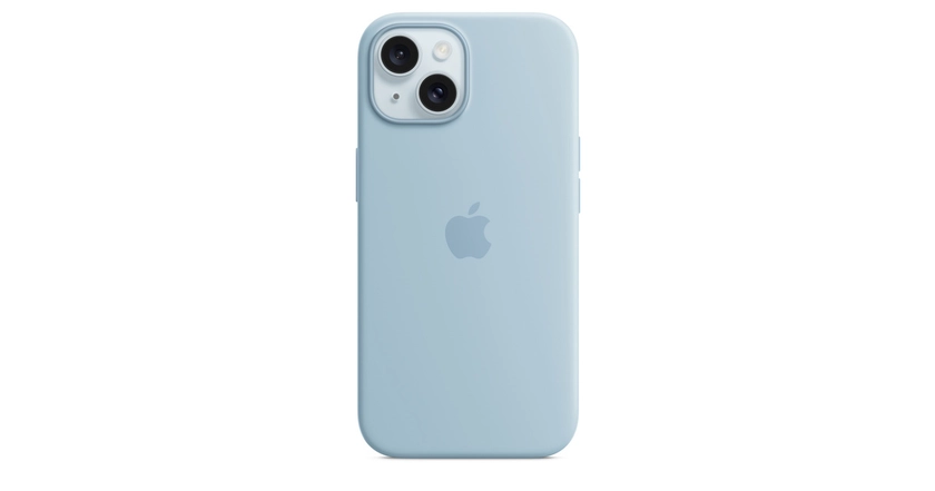 Coque en silicone avec MagSafe pour iPhone 15 - Bleu clair