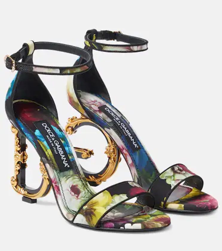 Baroque DG floral charmeuse sandals in multicoloured - Dolce Gabbana | Mytheresa
