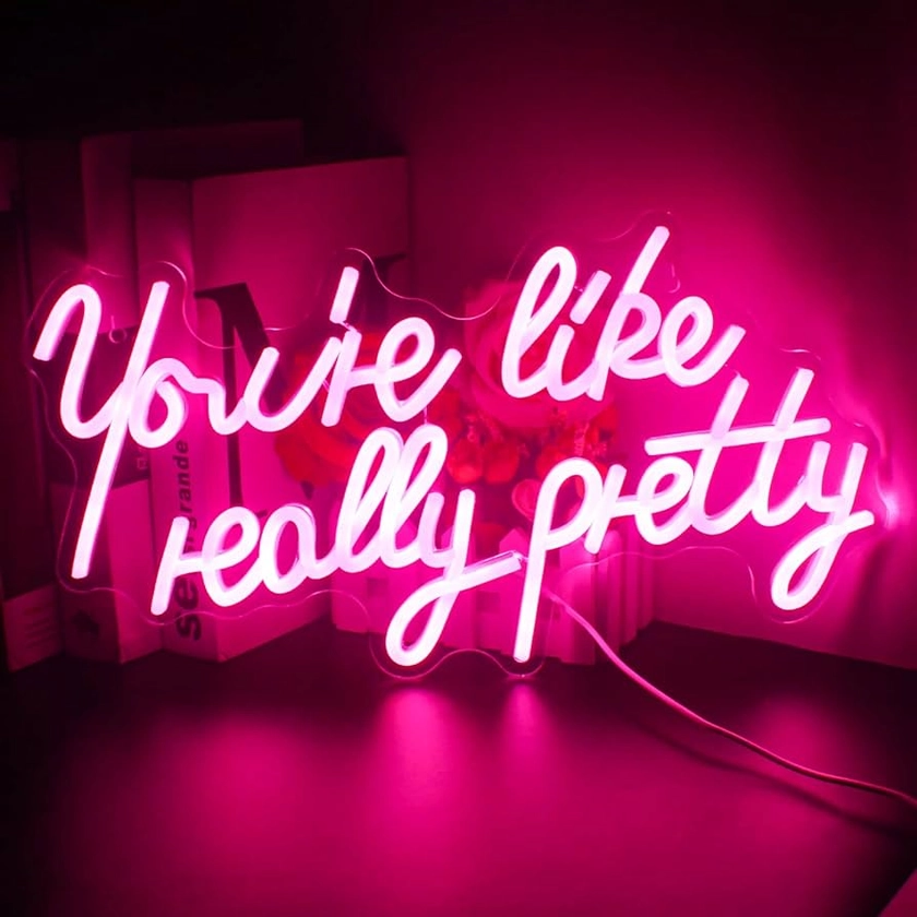 Lucunstar You're Like Really Pretty Neon Sign,Led Sign,Pink Led Neon Light for Wall Decor,Neon Signs for Wall Decor,Light Sign for Wedding,USB Connectivity Led Neon Sign for Bedroom,Home Wall Decor - Amazon.com