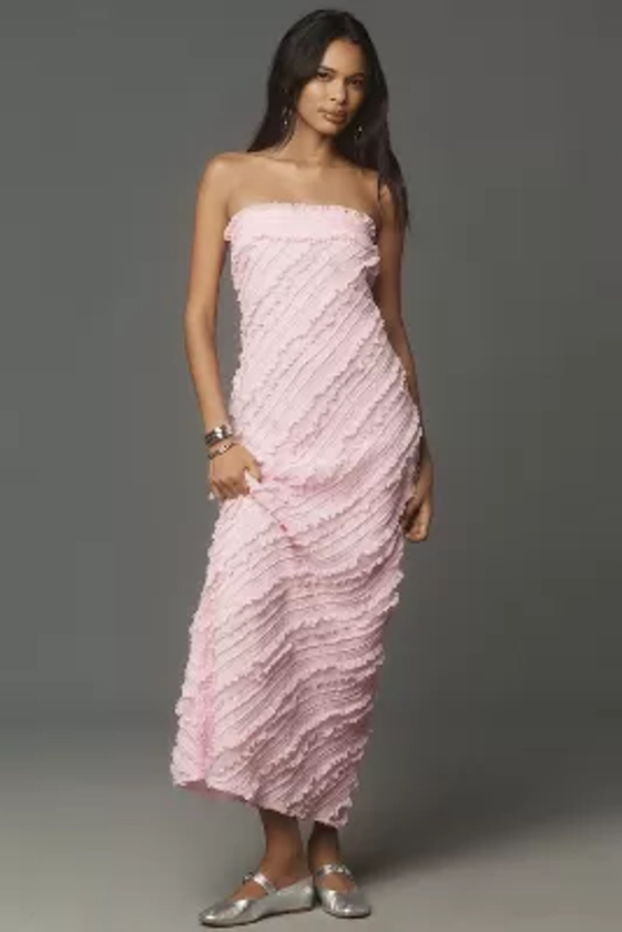 Endless Rose Strapless Textured Column Midi Dress