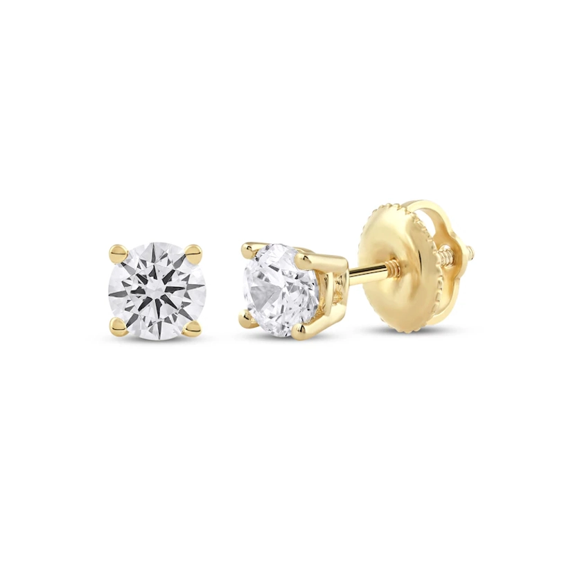 Lab-Created Diamonds by KAY Round-cut Solitaire Stud Earrings 1/2 ct tw 14K Yellow Gold (F/SI2)|Kay