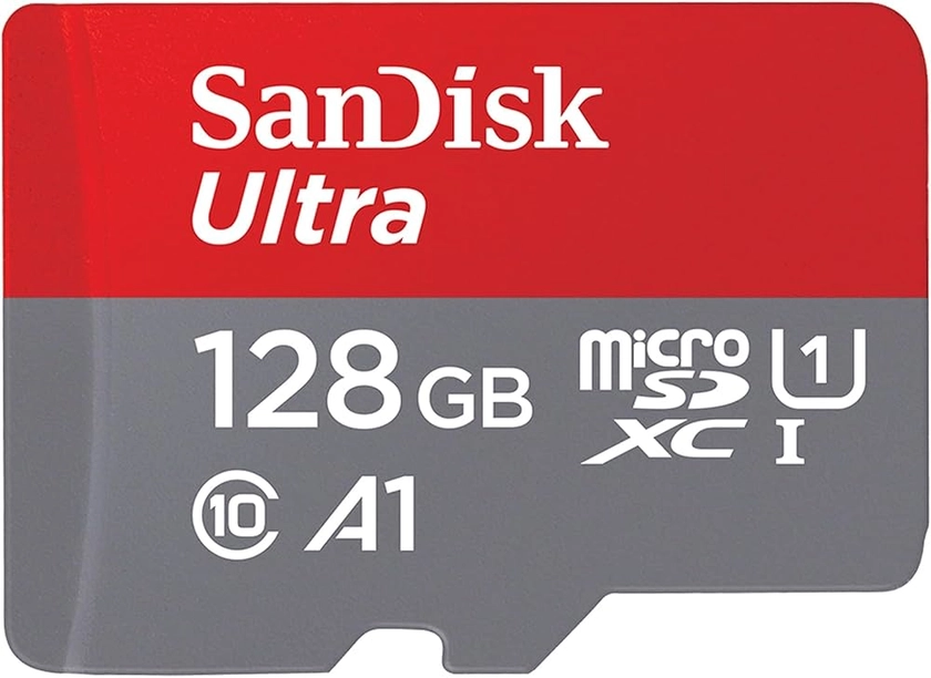 SanDisk 128 Go Ultra microSDXC, Carte micro sd + adaptateur SD (Pour Smartphone et Tablette, Video Full HDD, jusqu'à 140 Mo/s, UHS-I, La performance A1, Class 10, U1)