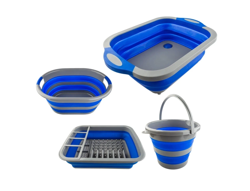 Collapsible Sink + Collapsible 10L Bucket + Collapsible Laundry Basket + Collapsible Dish Rack - 4WD Supacentre