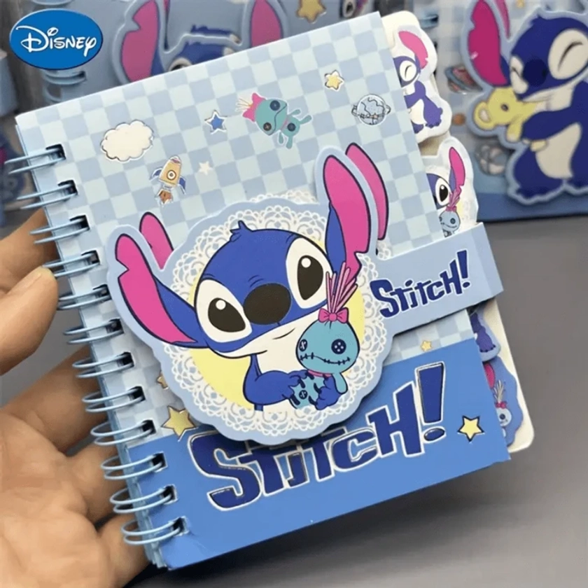 1pc Stitch Themed Square Ring Binder Notebooks, 65 páginas, material de papel durável adequado para escola e escritório, caderno fofo para presente de Halloween (estilo aleatório)