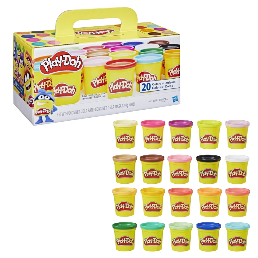 Play-Doh Super Color 20-Pack of 3-Ounce Cans, Back to School Teacher Classroom Supplies, Arts & Crafts for Kids, Preschool Toys, Ages 3+