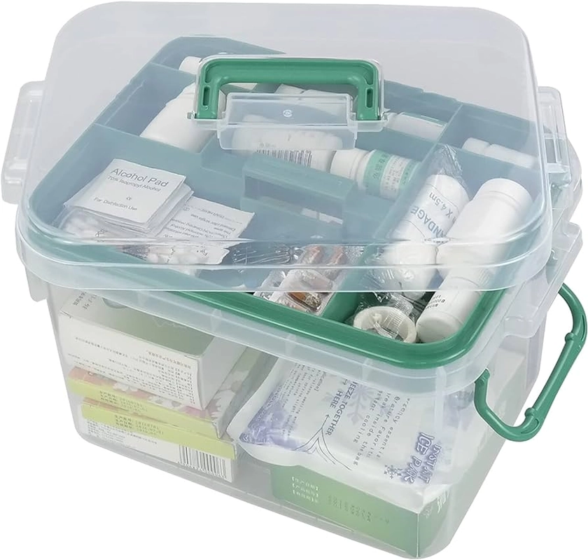 Amazon.com: Qskely 1-Pack Clear Storage Box Container, Family First Aid Box Medicine Box Organizer : Health & Household