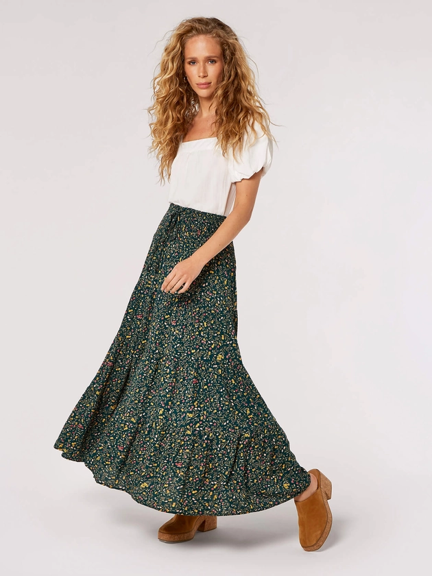 Floral Smock Maxi Skirt | Apricot Clothing