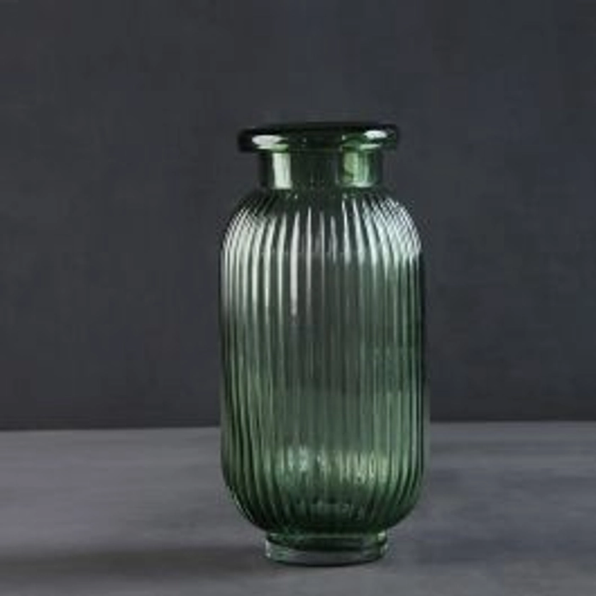 Jacques Vase - Green Glass - 19cm