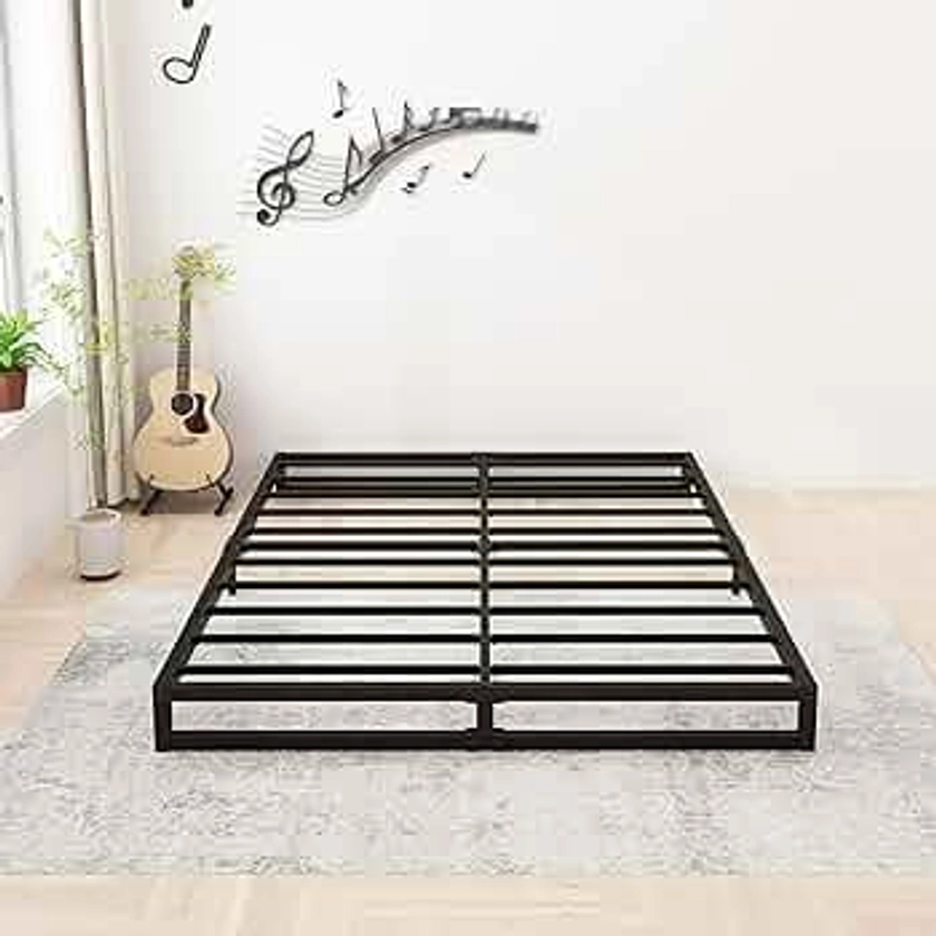 6 Inch Full Size Bed Frame No Box Spring Needed, Heavy Duty Metal Platform Beds with Sturdy Steal Slats for Mattress Foundation, Easy Assembly, Noise Free, Black