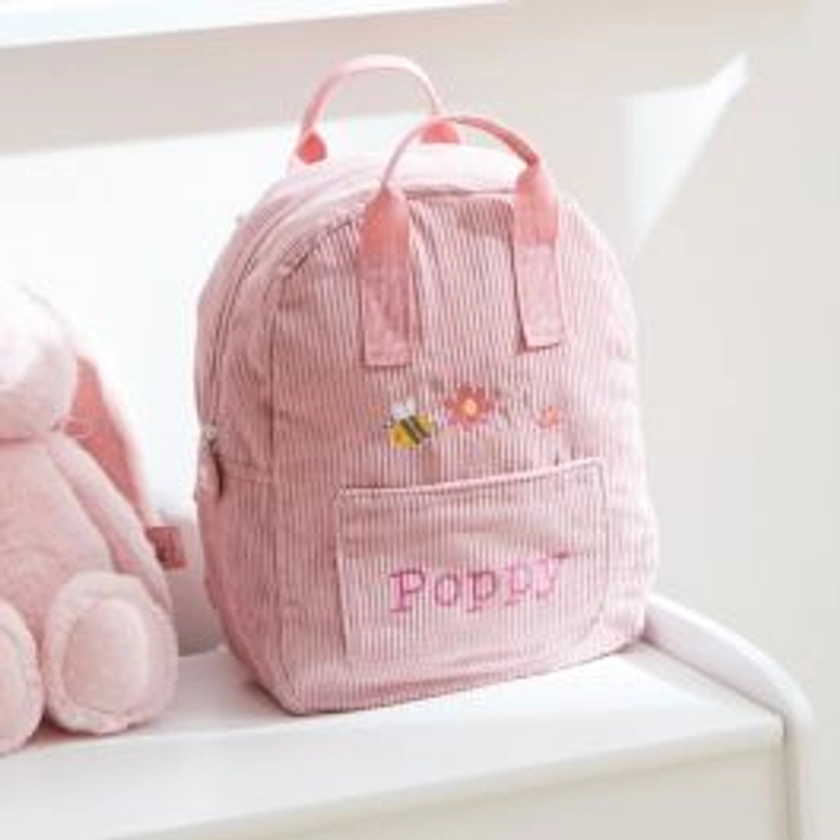 Personalised Pink Bumblebee Design Cord Mini Backpack