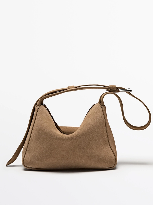 Mini bolsa a tiracolo em couro de napa · Areia · Acessórios | Massimo Dutti