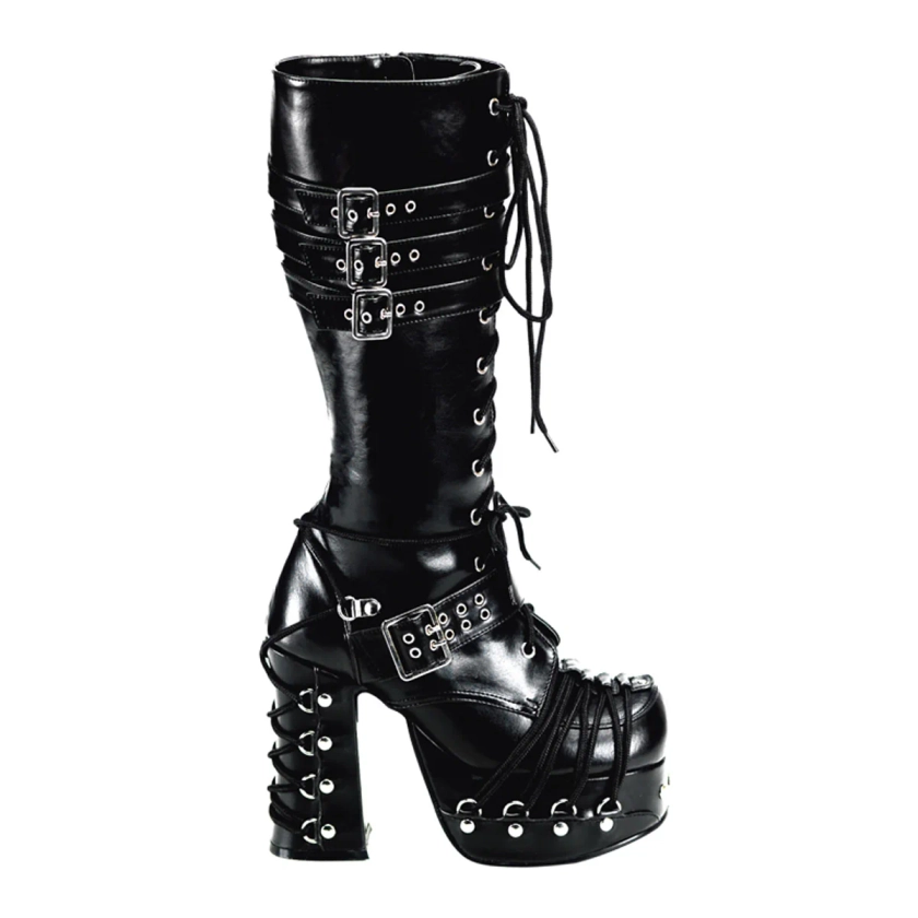 DEMONIA "Charade-206" Boots - Black Vegan Leather